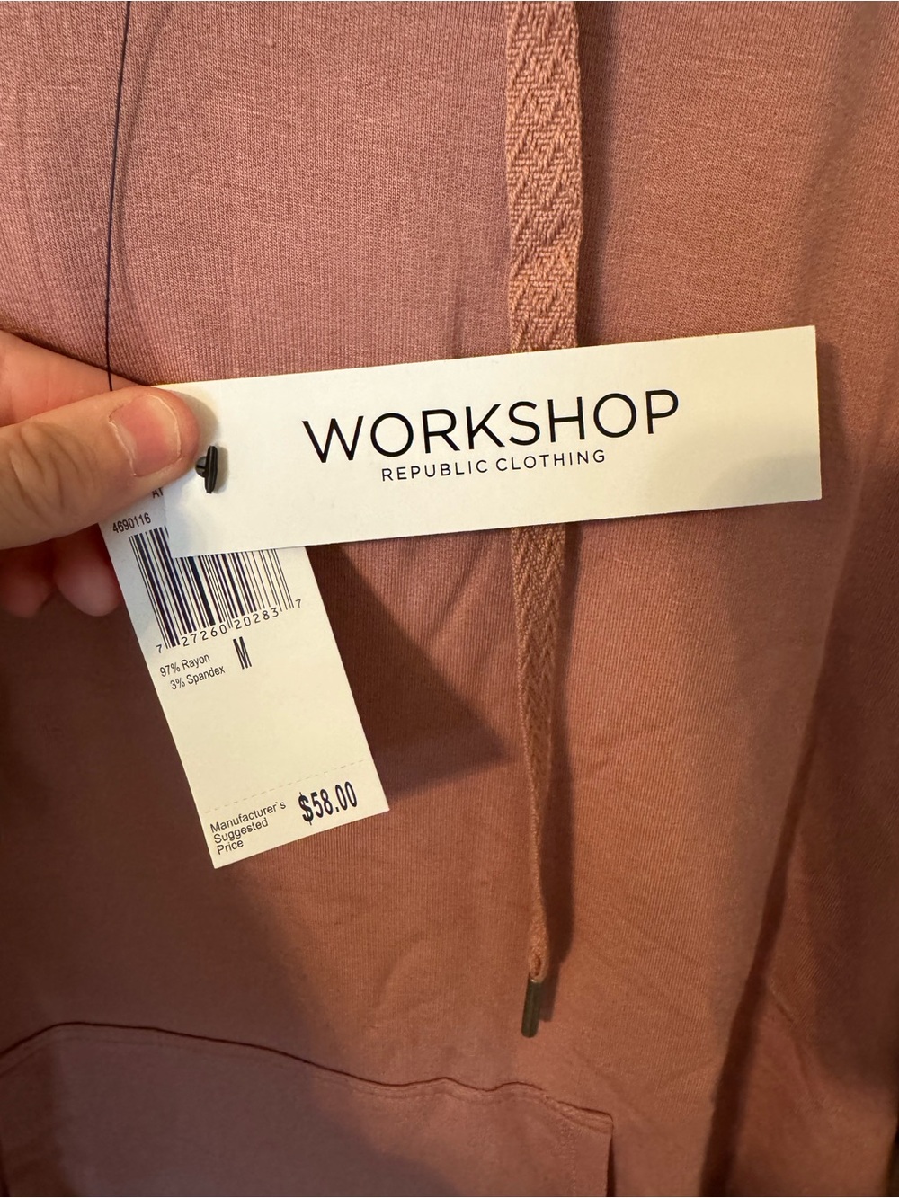 Workshop Republic Clothing Rose Dust Hooded Pullover - Picture 3 of 4
